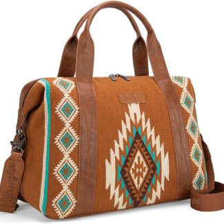 Wrangler Duffel Bag for Women Large Travel Weekender Bag Tapestry Designer Carry On Bags, Brown